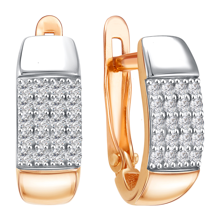 Серьги, золото, фианит, 04-52-0162-00